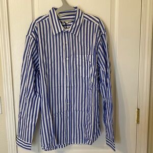 NWT Alex Mill Standard Shirt in striped Portuguese poplin, size XL